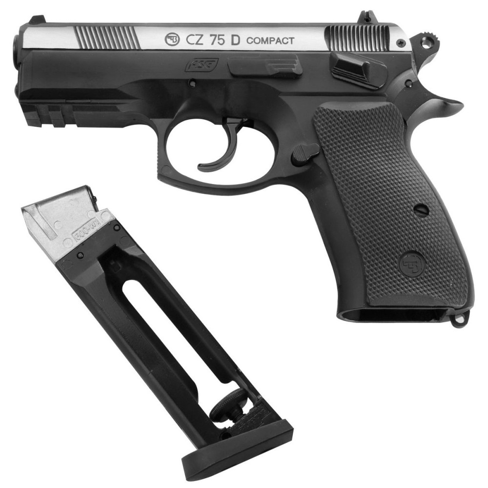 Пневматический пистолет ASG CZ 75D Compact Nickel (АСГ ЧЗ 75Д Компакт Никель)