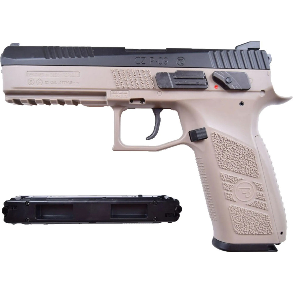 Пневматичний пістолет ASG CZ P-09 Black FDE Pellet Blowback (АСГ ЧЗ П-09 Блоубек)