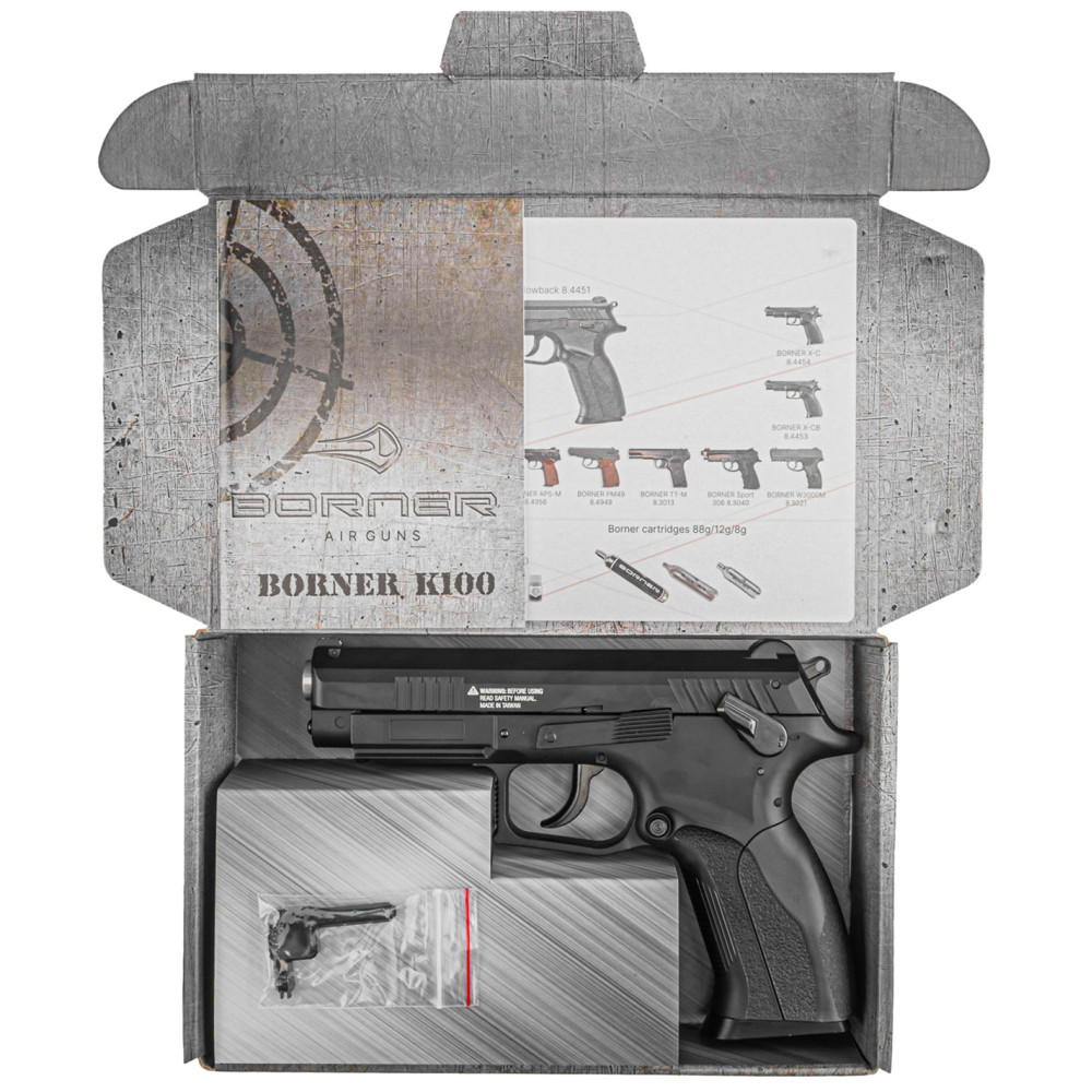 Пневматичний пістолет Borner K100 Blowback (Борнер К100 копія Grand Power з металевим затвором та Blowback)