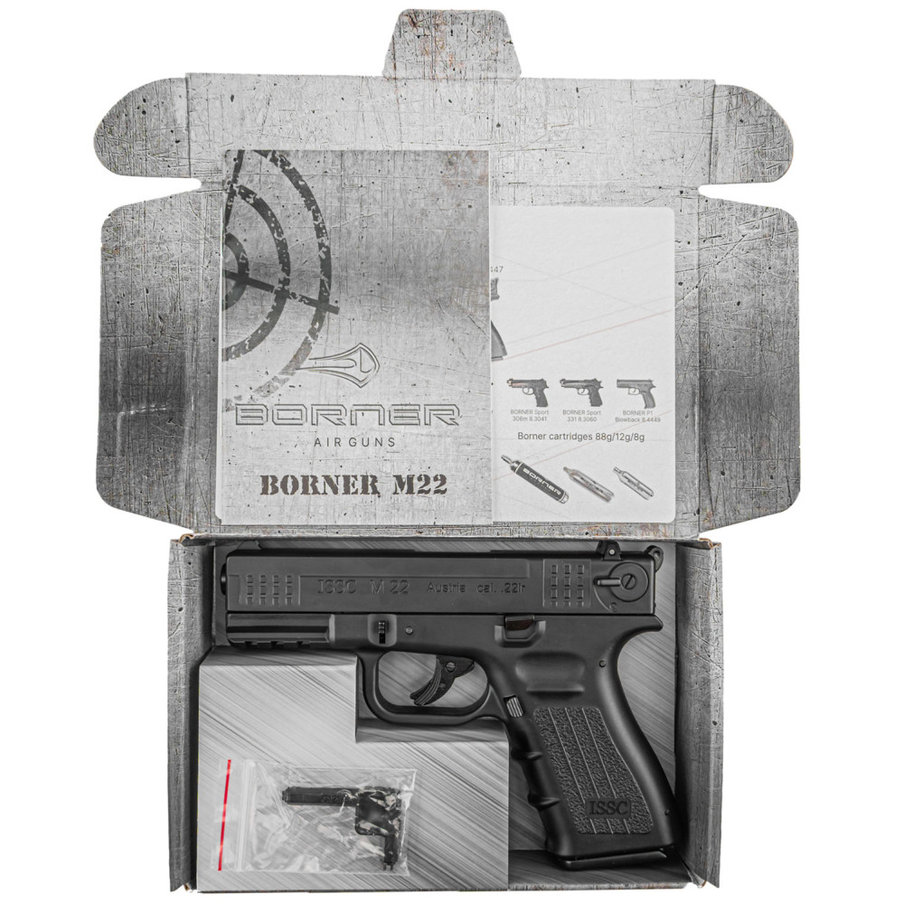 Пневматичний пістолет Borner M22 Blowback (Борнер М22 копія Glock з металевим затвором)