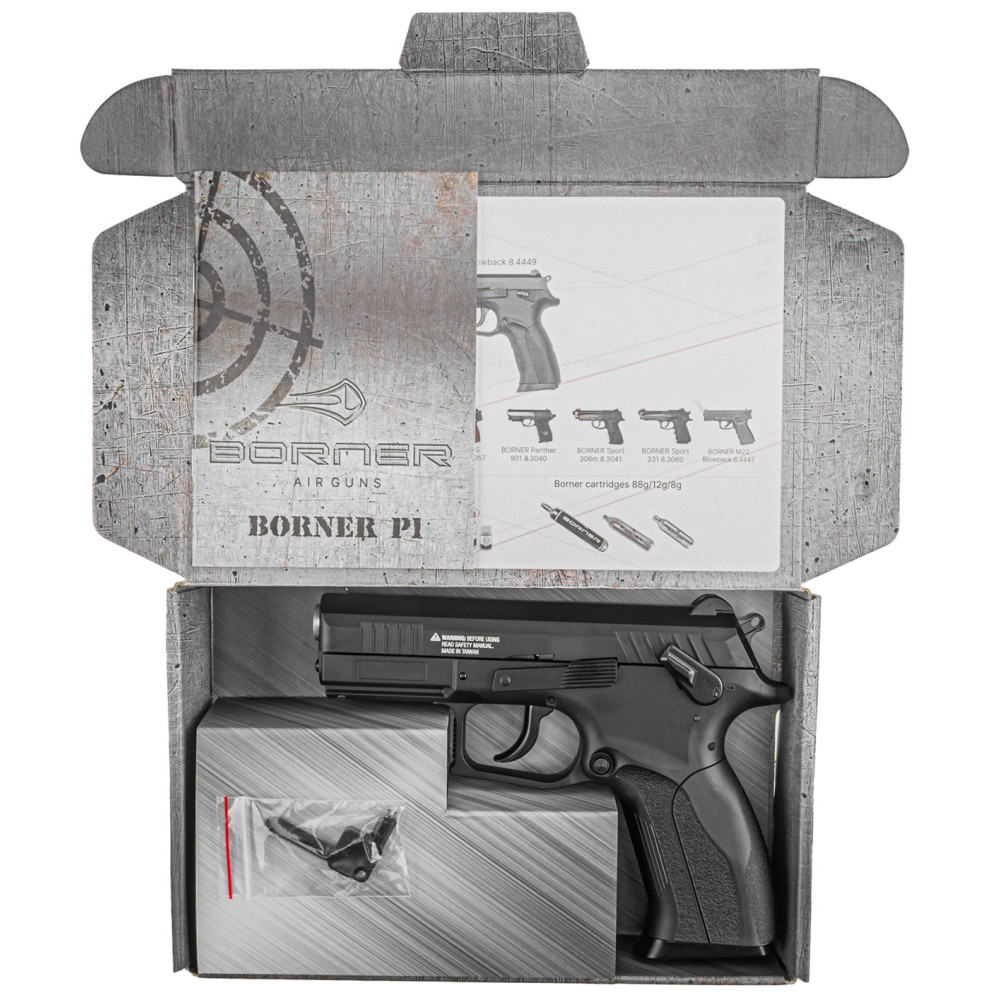 Пневматический пистолет Borner P1 Blowback (Борнер Р1 копия Grand Power с металлическим затвором и Blowback)