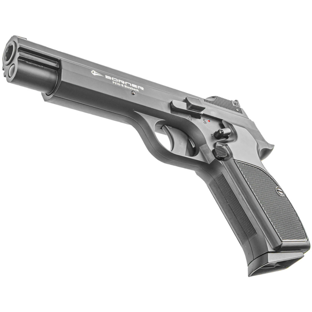 Пневматический пистолет Borner P210 Blowback Black (Борнер Р210 копия Sig Sauer P210 с регулируемым прицелом)