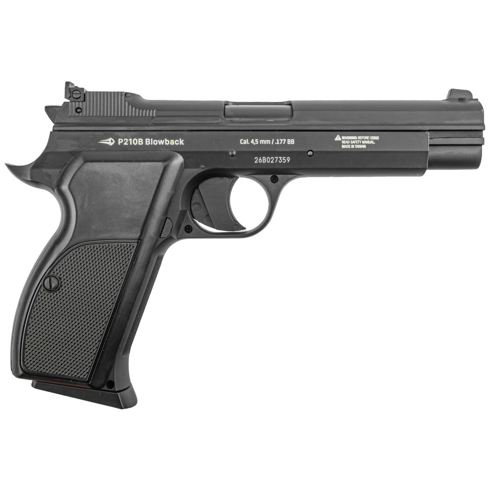 Пневматический пистолет Borner P210 Blowback Black (Борнер Р210 копия Sig Sauer P210 с регулируемым прицелом)
