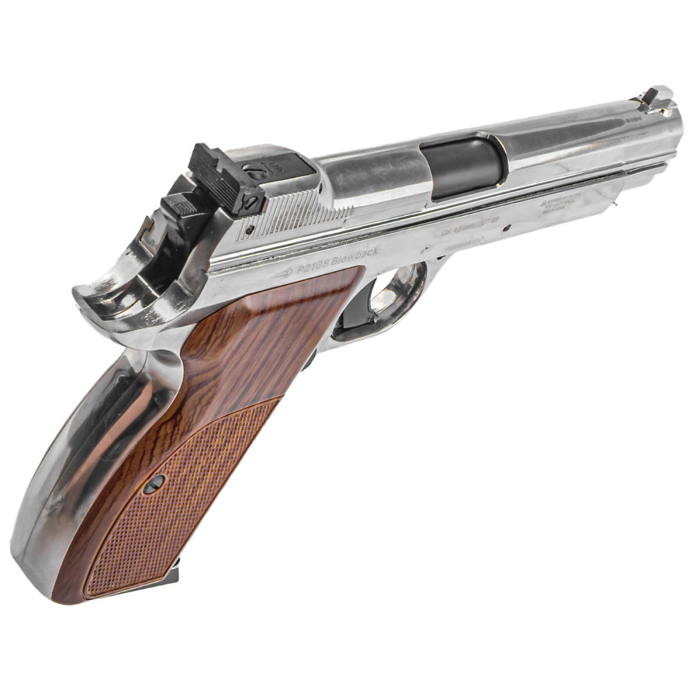 Пневматичний пістолет Borner P210 Blowback Silver (Борнер Р210 хромована копія Sig Sauer P210 з регульованим прицілом)
