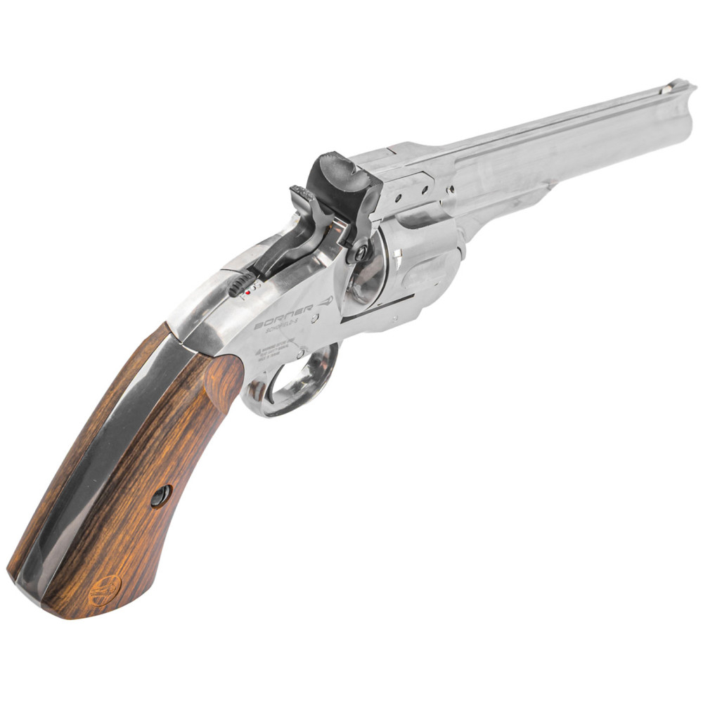Пневматичний револьвер Borner Schofield Silver (Борнер Шофілд хромована копія Smith & Wesson Model 3)