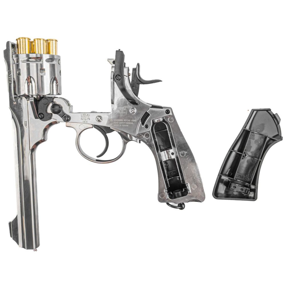 Пневматический револьвер Borner WS Silver (Борнер ВС копия Webley & Scott хромированный)