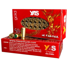 Холостые патроны YAS Gold 9 мм PA Турция пачка 50 штук